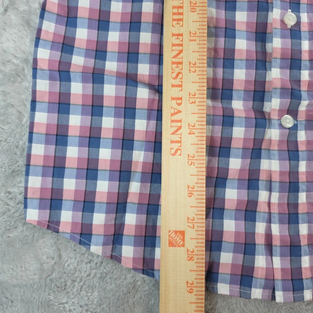 Banana Republic Mens S Blue Pink Plaid Button Down Grant Fit Supima Cotton Shirt